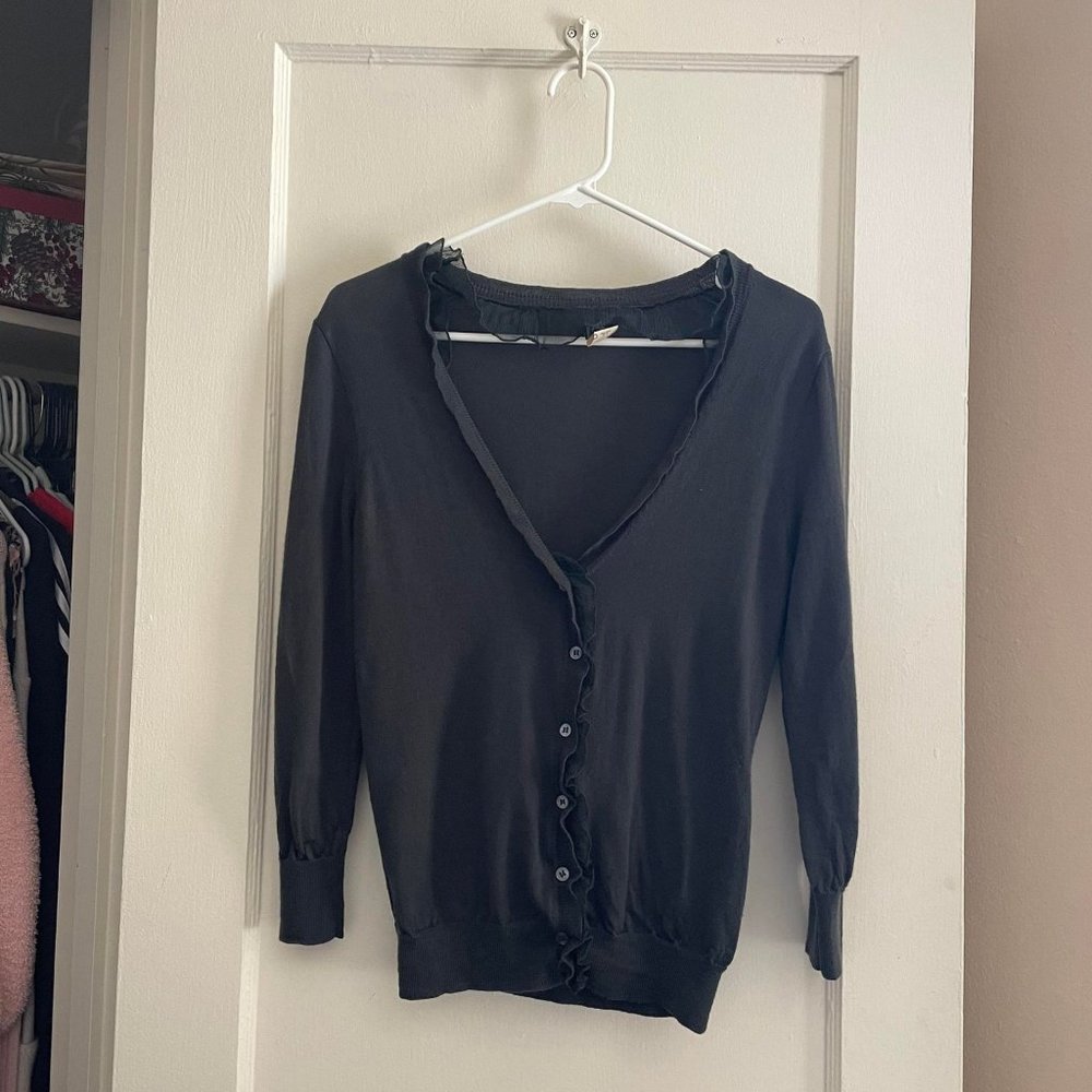 J.Crew Merino Wool Lace Trimmed Cardigan